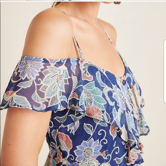 Anthropologie Maeve Mariposa Ruffled Top 2 - Picture 3 of 13
